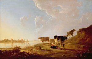 Cows near a River